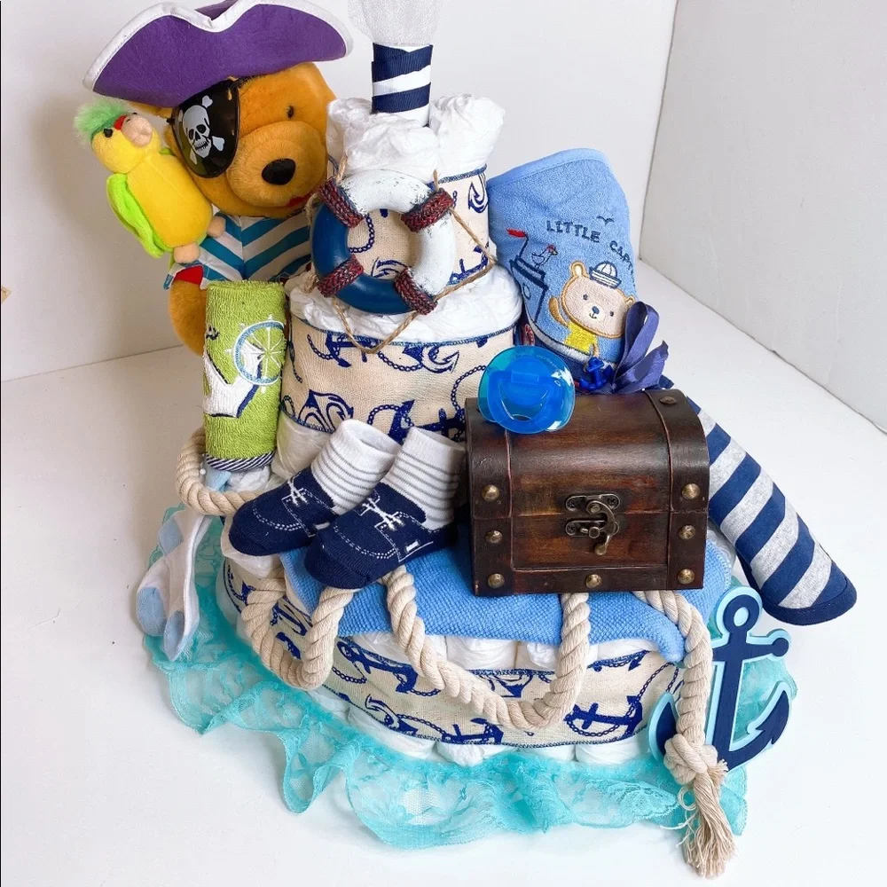 Pirate Ship Diaper Cake, Nautical Themed